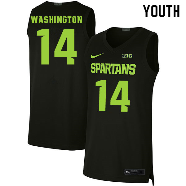 2020 Youth #14 Brock Washington Michigan State Spartans College Basketball Jerseys Sale-Black